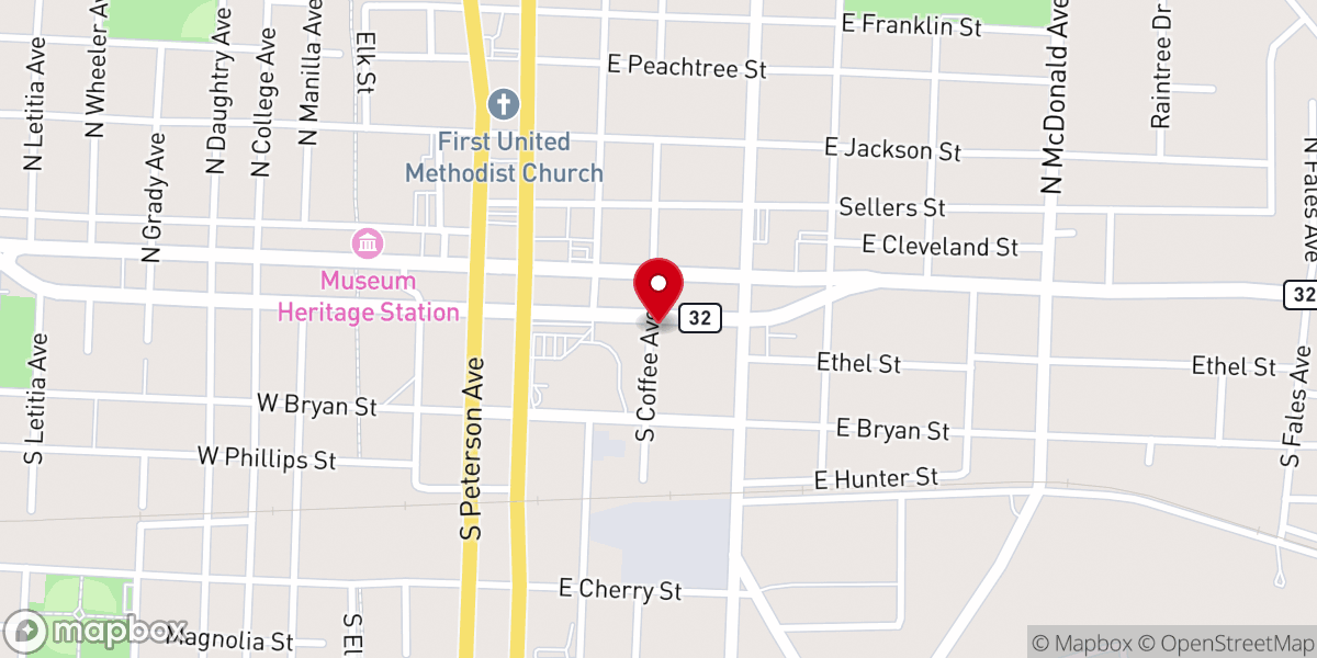 Map showing location of St. Andrew’s Episcopal Church