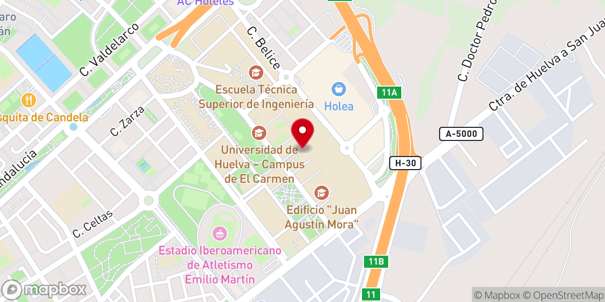 Map showing location of Capilla de la Universidad de Huelva