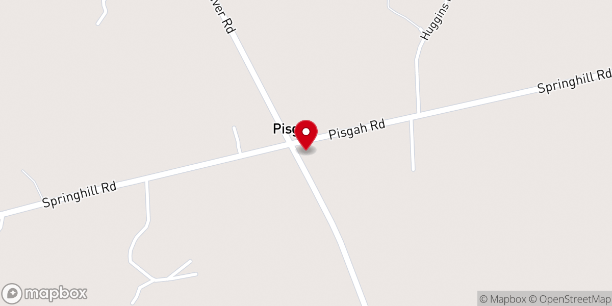 Map showing location of Pisgah Baptist Church