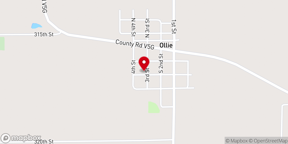 Map showing location of Ollie Baptist Church