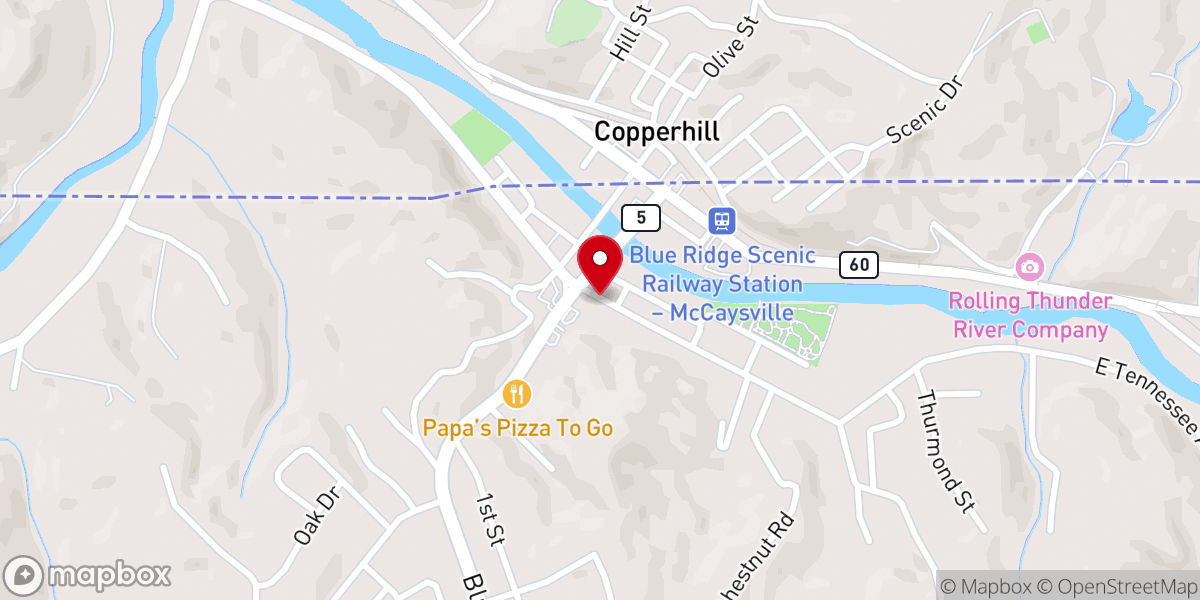 Map showing location of McCaysville