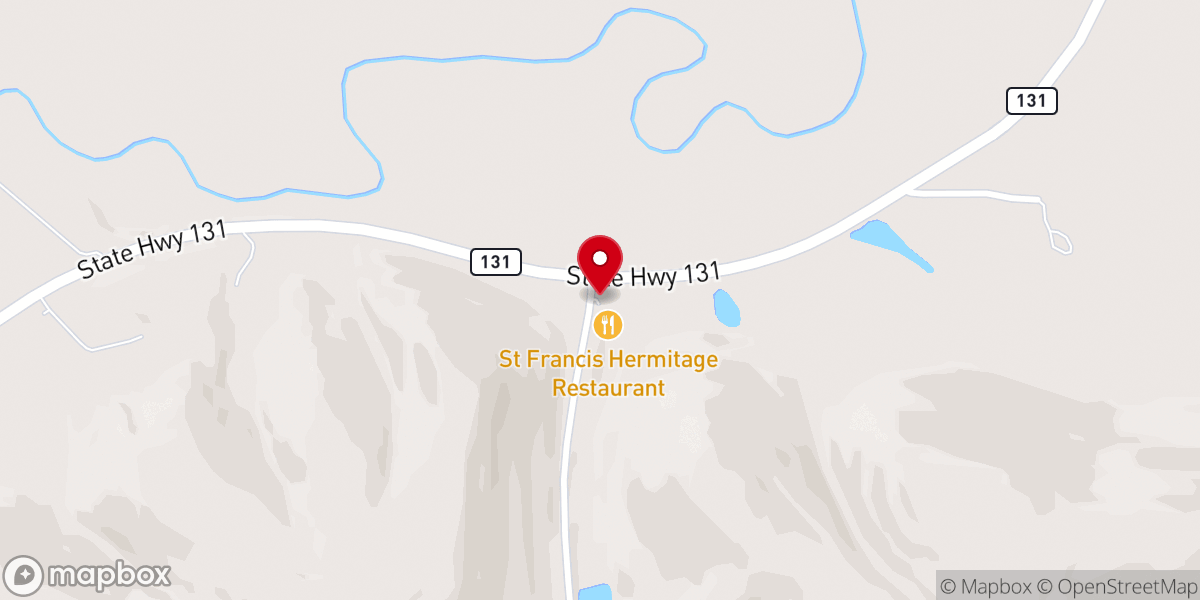 Map showing location of Saint Francis Hermitage