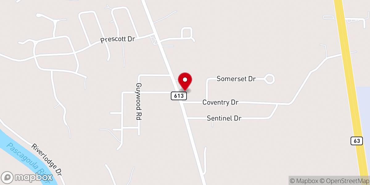 Map showing location of Four Mile Creek Baptist Church