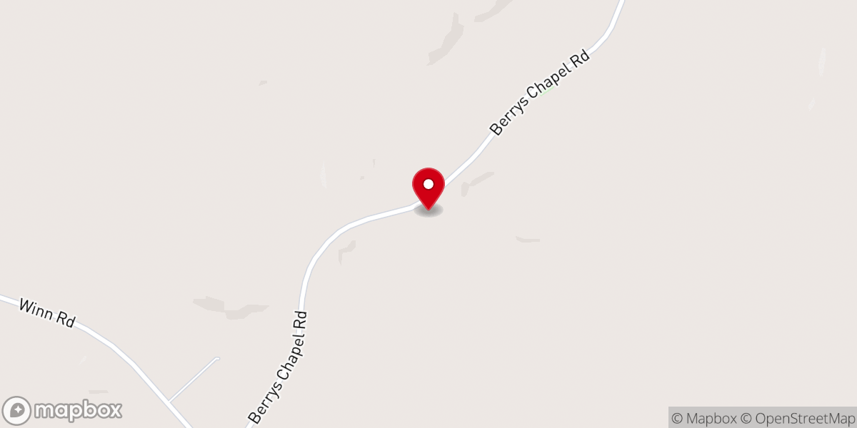 Map showing location of Berry's Chapel African Methodist Episcopal Zion Church