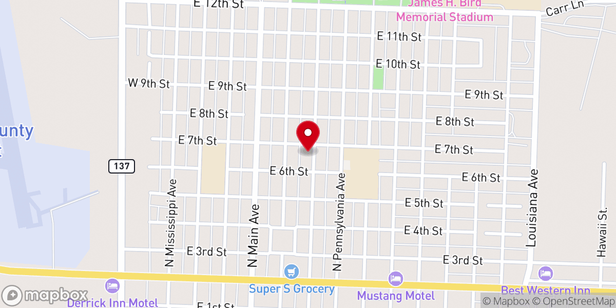 Map showing location of First Baptist Church