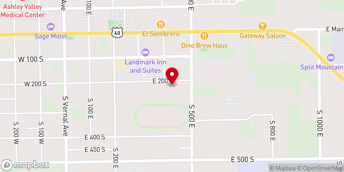 Map showing location of Ashley Valley Food Pantry