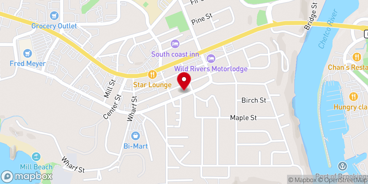 Map showing location of Brookings Harbor Community Helpers