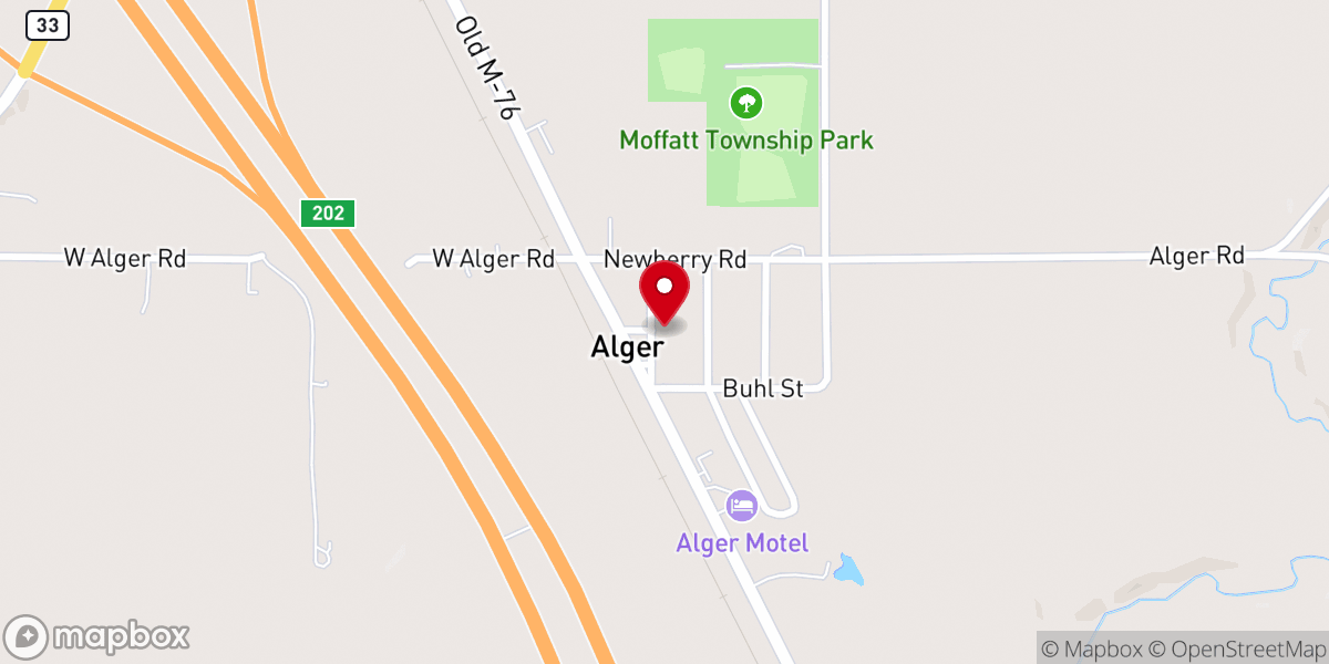 Map showing location of Alger Bible Baptist Church
