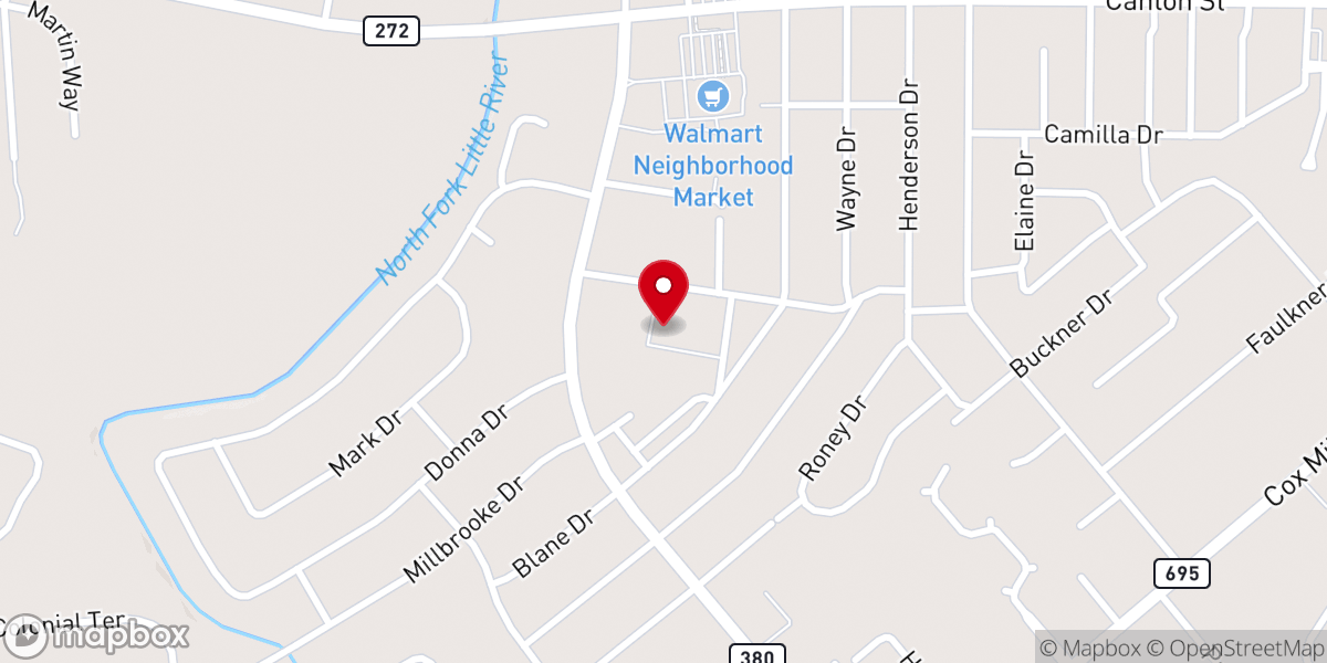 Map showing location of Henderson Memorial Baptist Church