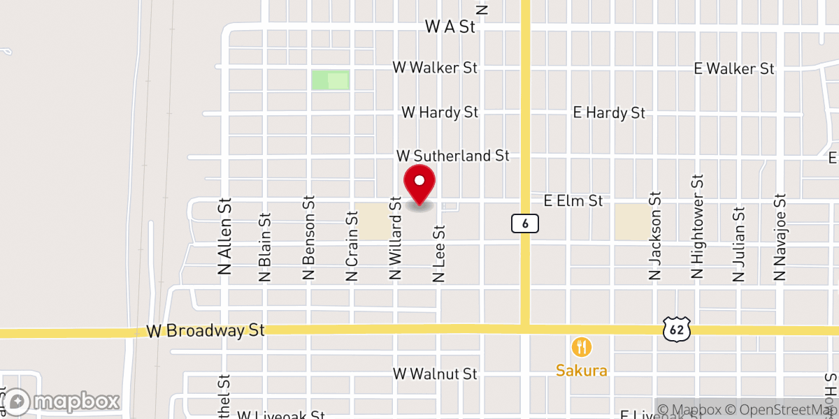 Map showing location of Tabernacle Baptist Church of Altus, Oklahoma