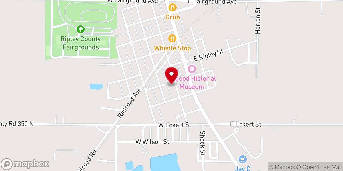 Map showing location of Osgood United Methodist Church