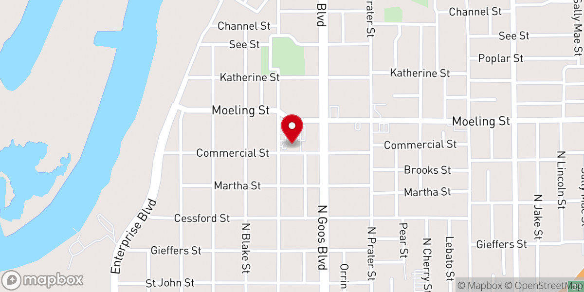 Map showing location of Zion Tabernacle Baptist Church