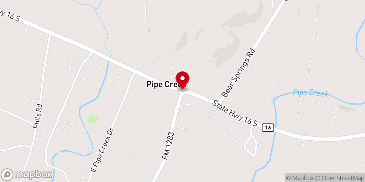 Map showing location of Pipe Creek