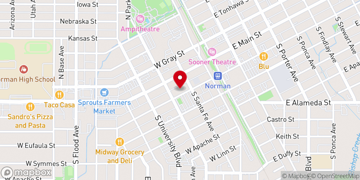 Map showing location of First Baptist Church Norman