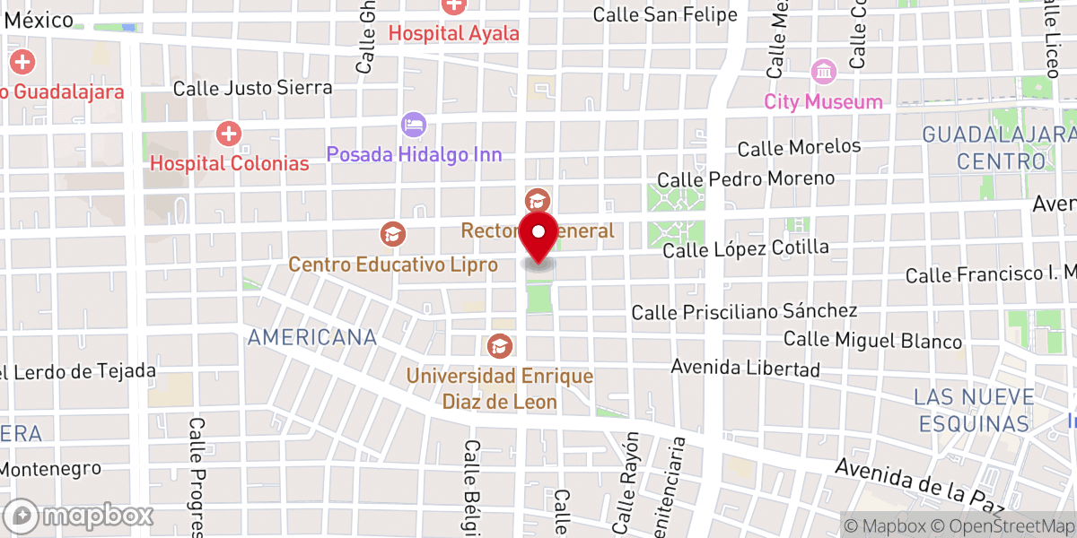 Map showing location of Parroquia El Expiatorio Eucarístico de Guadalajara
