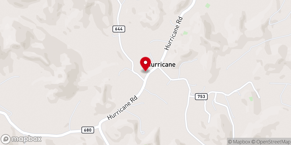 Map showing location of Hurricane Baptist Church