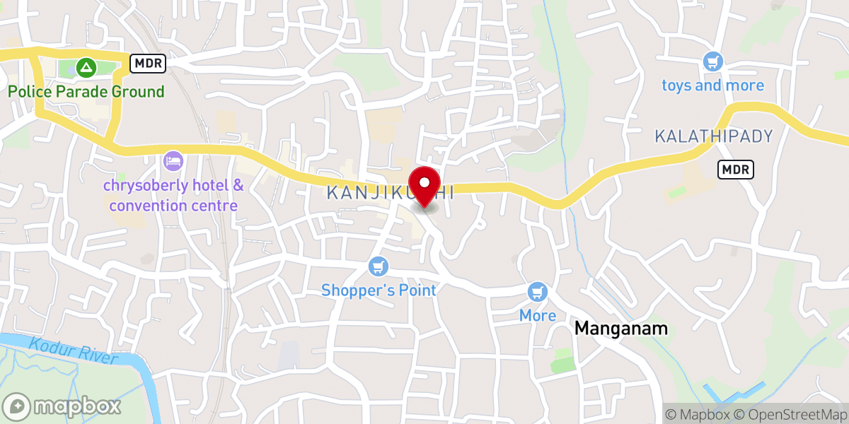 Map showing location of Church of God (Full Gospel) in India, Kanjikuzhy