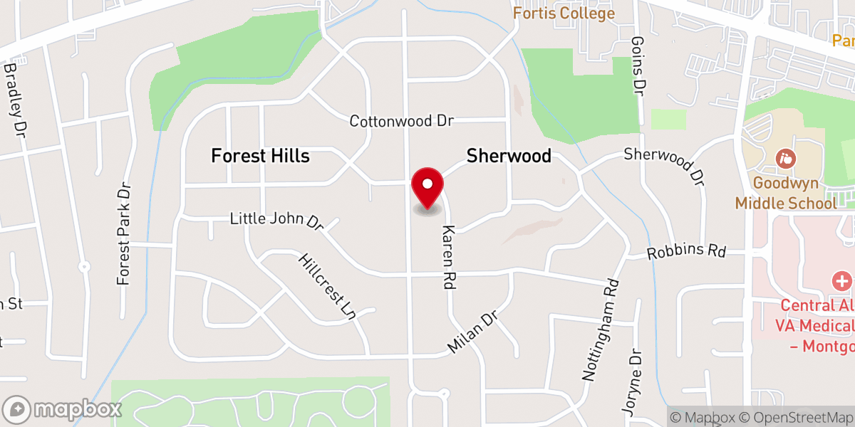 Map showing location of Eastern Hills Baptist Church
