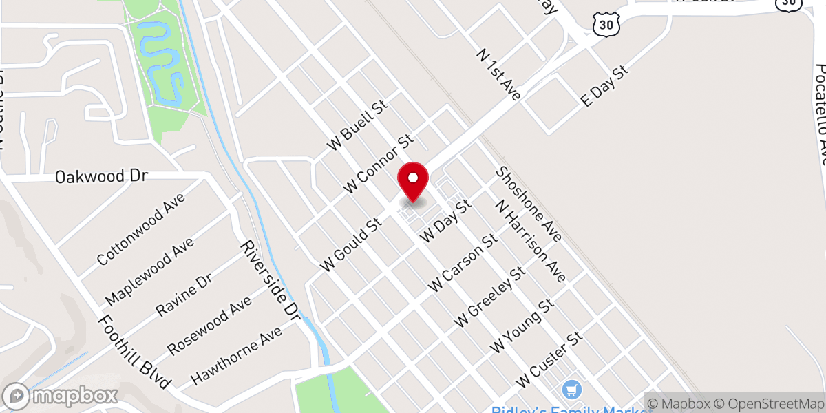 Map showing location of Pocatello Christian Outreach Center (PCOC)