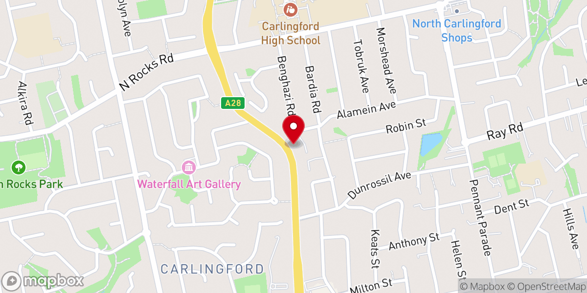 Map showing location of Carlingford Baptist Church
