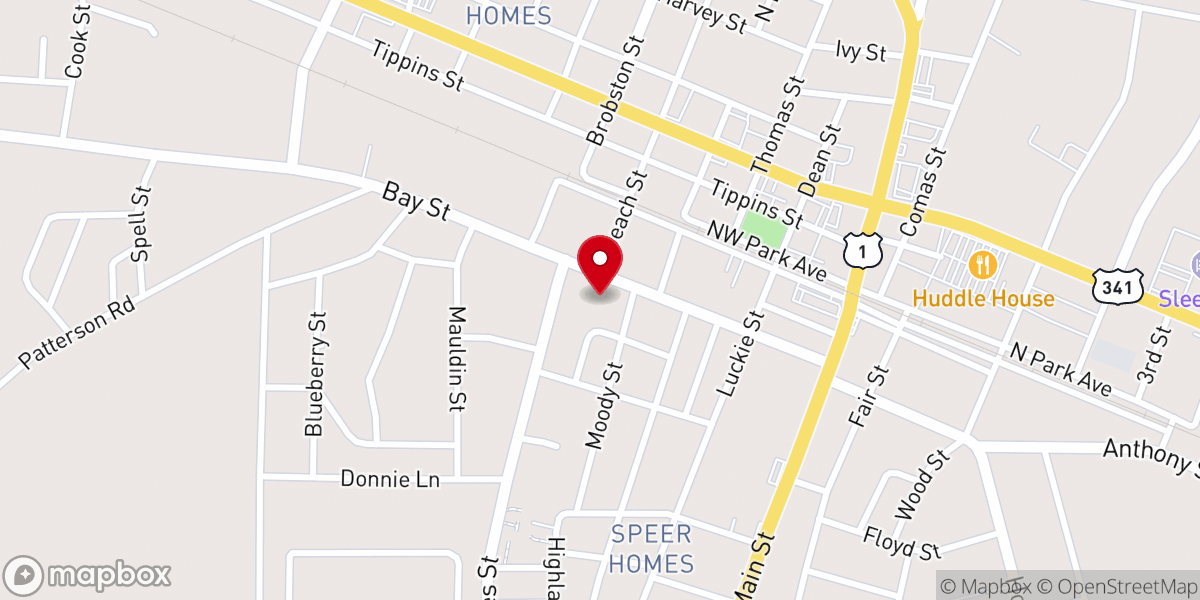 Map showing location of Dunn Memorial Baptist Church