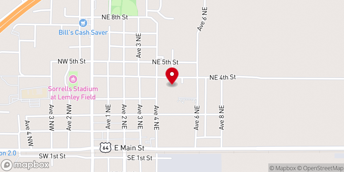 Map showing location of Atkins Pentecostal Church