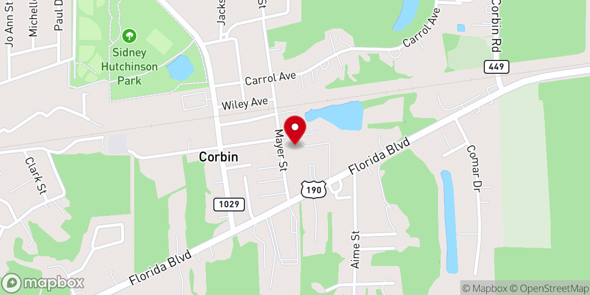 Map showing location of Corbin United Methodist Church