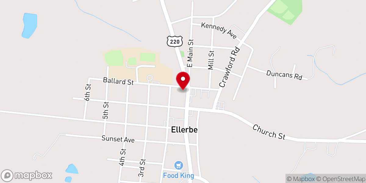 Map showing location of Ellerbe First United Methodist Church