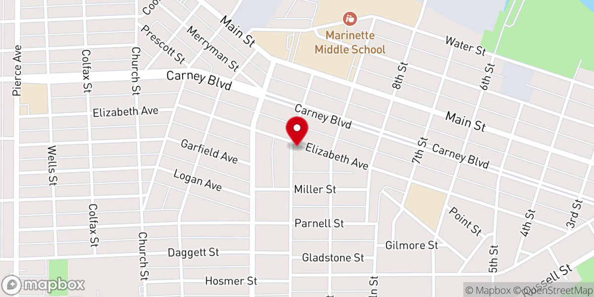 Map showing location of Peace United Church of Christ