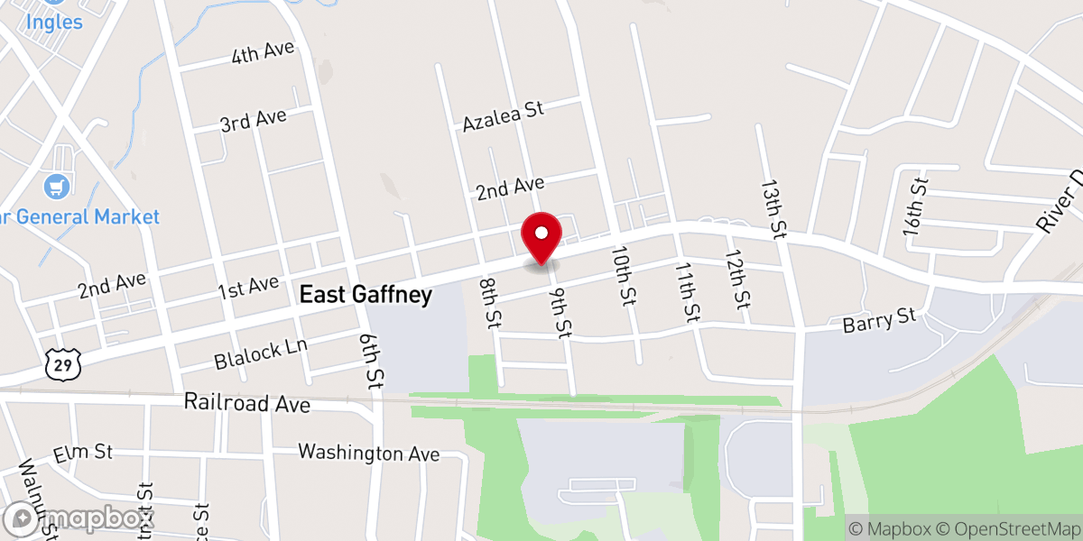 Map showing location of Temple Baptist Church
