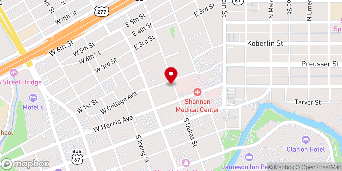Map showing location of Grace Christian Church San Angelo