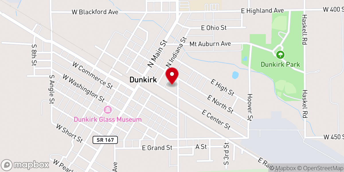 Map showing location of Dunkirk Community Concerns - Food Pantry