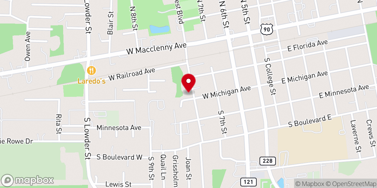 Map showing location of St. James Baptist Church