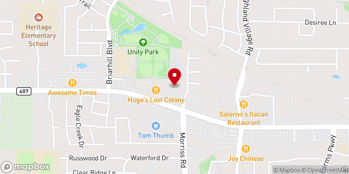 Map showing location of Hidden Pines Chapel | Highland Village