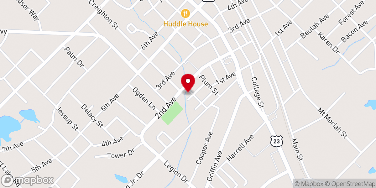Map showing location of Bethel Christian Church