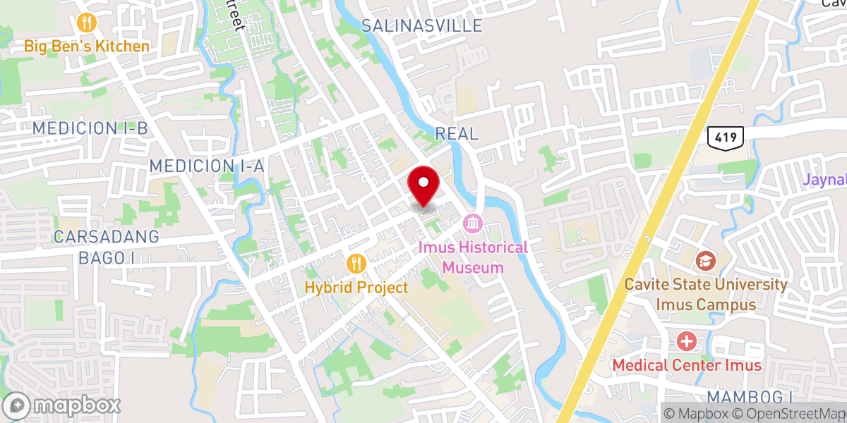 Map showing location of Imus Unida Church