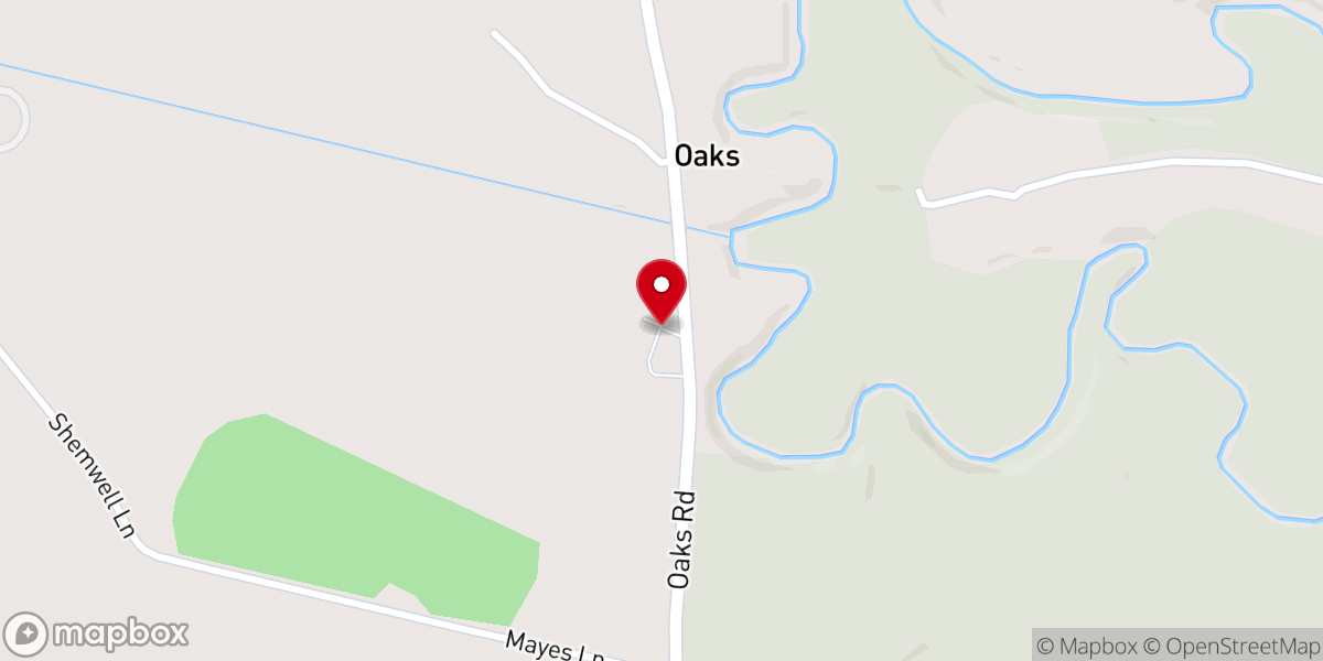 Map showing location of Oaks Church of God