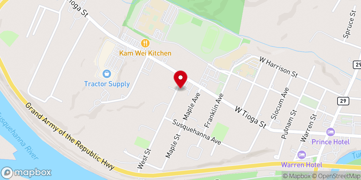 Map showing location of Pilgrim Holiness Church