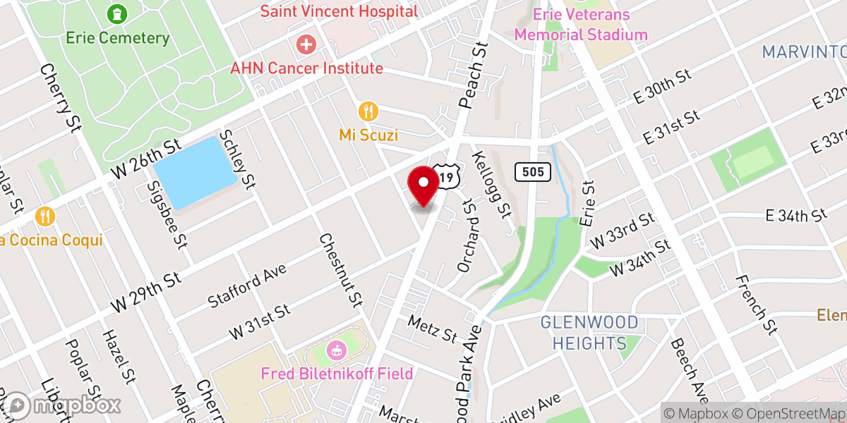 Map showing location of Glenwood Methodist Church