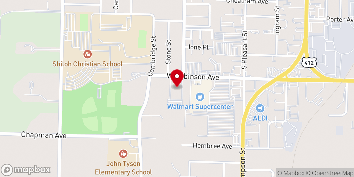 Map showing location of Springdale First Assembly