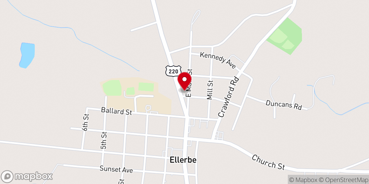 Map showing location of First Baptist Church