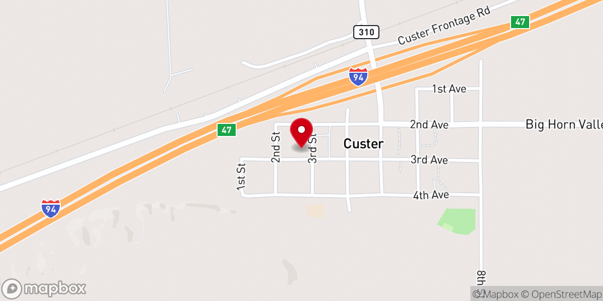 Map showing location of Custer congregational church