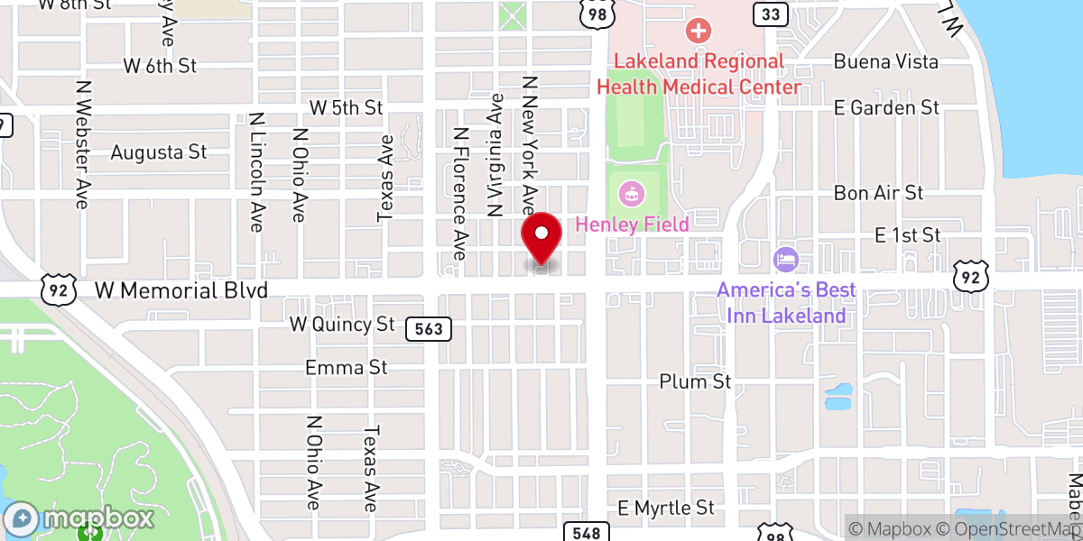 Map showing location of Church's Texas Chicken
