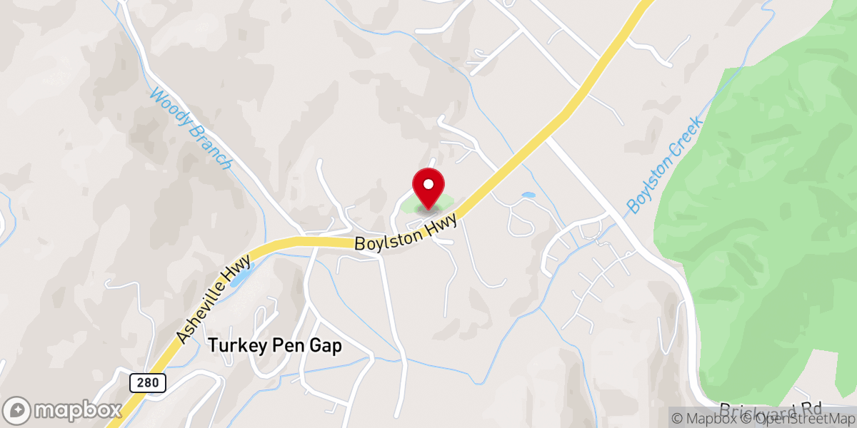 Map showing location of Boylston Baptist Church