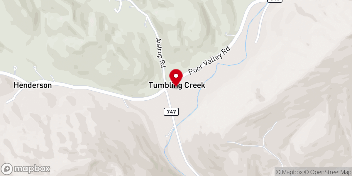 Map showing location of Tumbling Creek Church