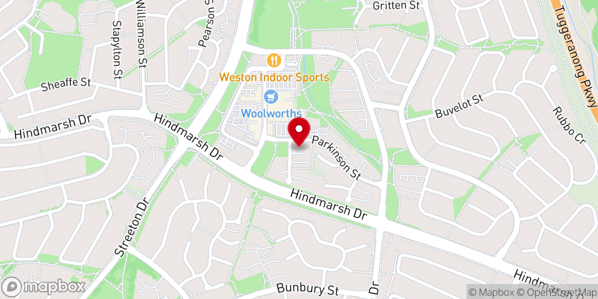 Map showing location of St Peter's Anglican Church, Weston Molonglo