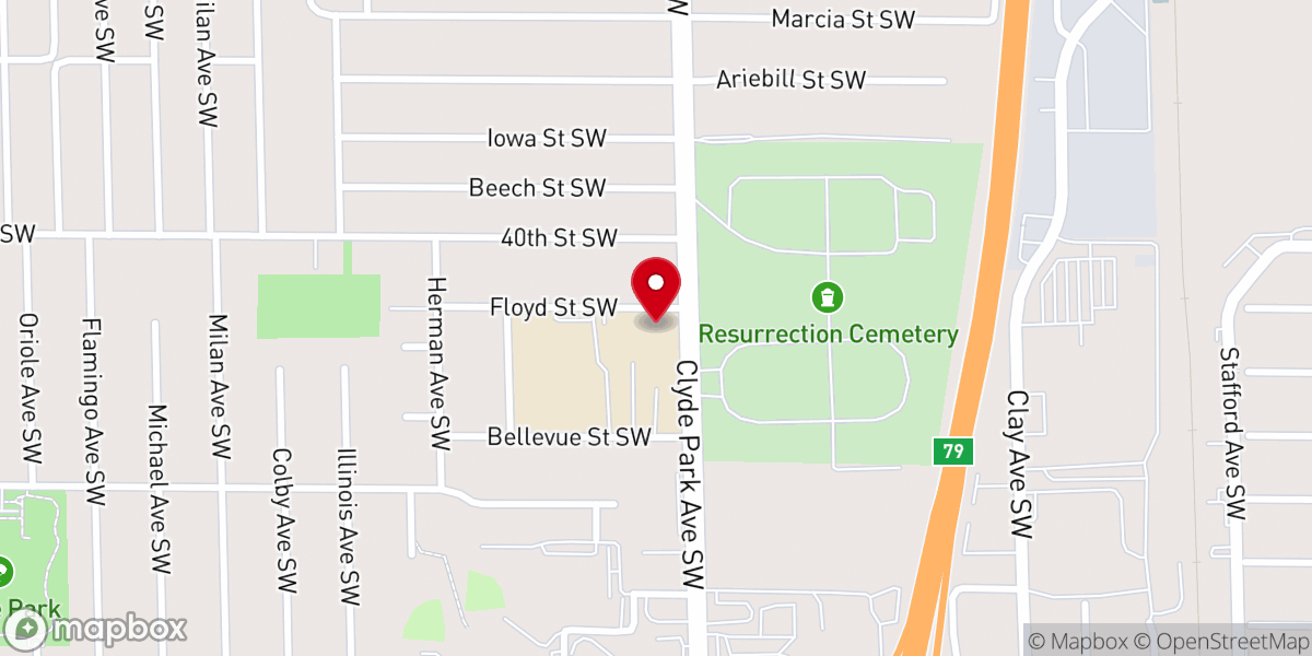 Map showing location of St. John Vianney Catholic Elementary School