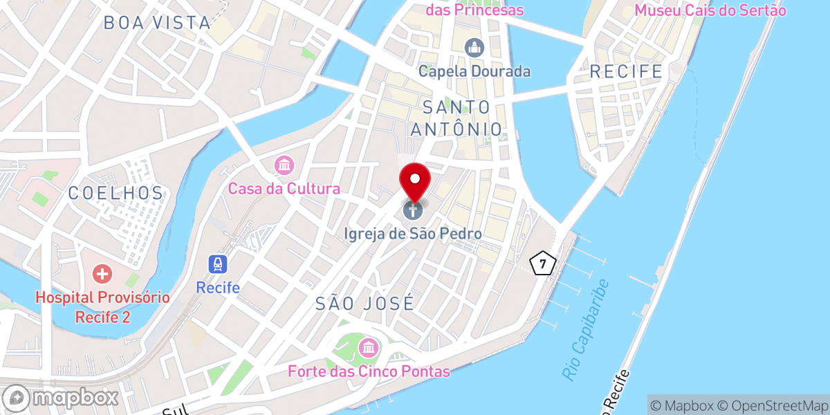 Map showing location of Igreja de São Pedro dos Clérigos