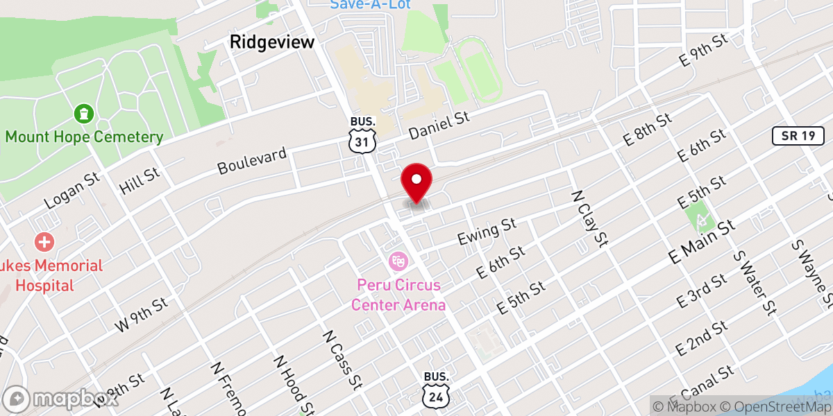 Map showing location of Harvey Hinklemeyers