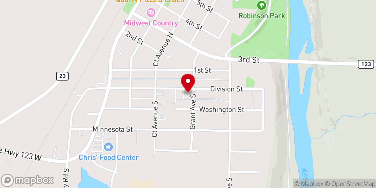 Map showing location of Grace Luthern Church